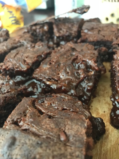 Double chocolate salted caramel brownies